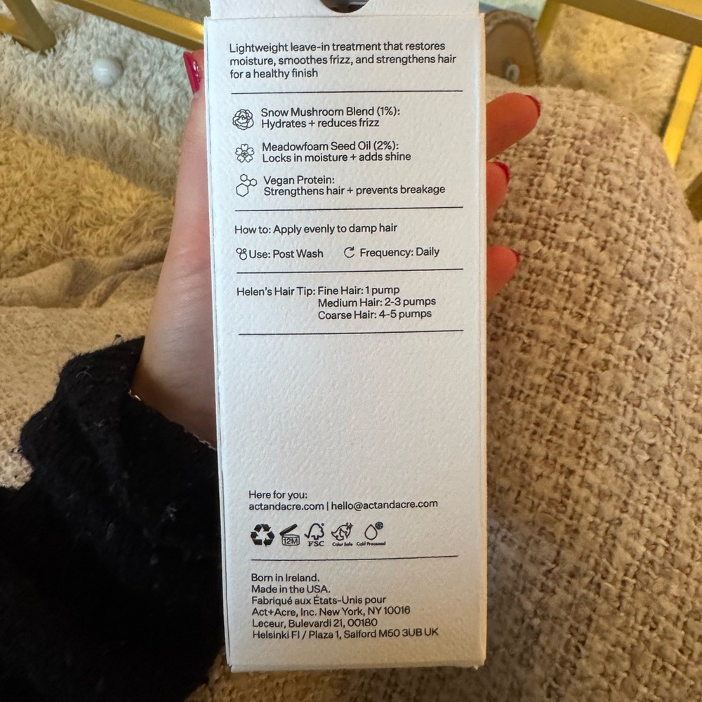 Act+Acre 2% Squalene Anti-Frizz Leave In Conditioner for Frizz - Picture 4 of 5